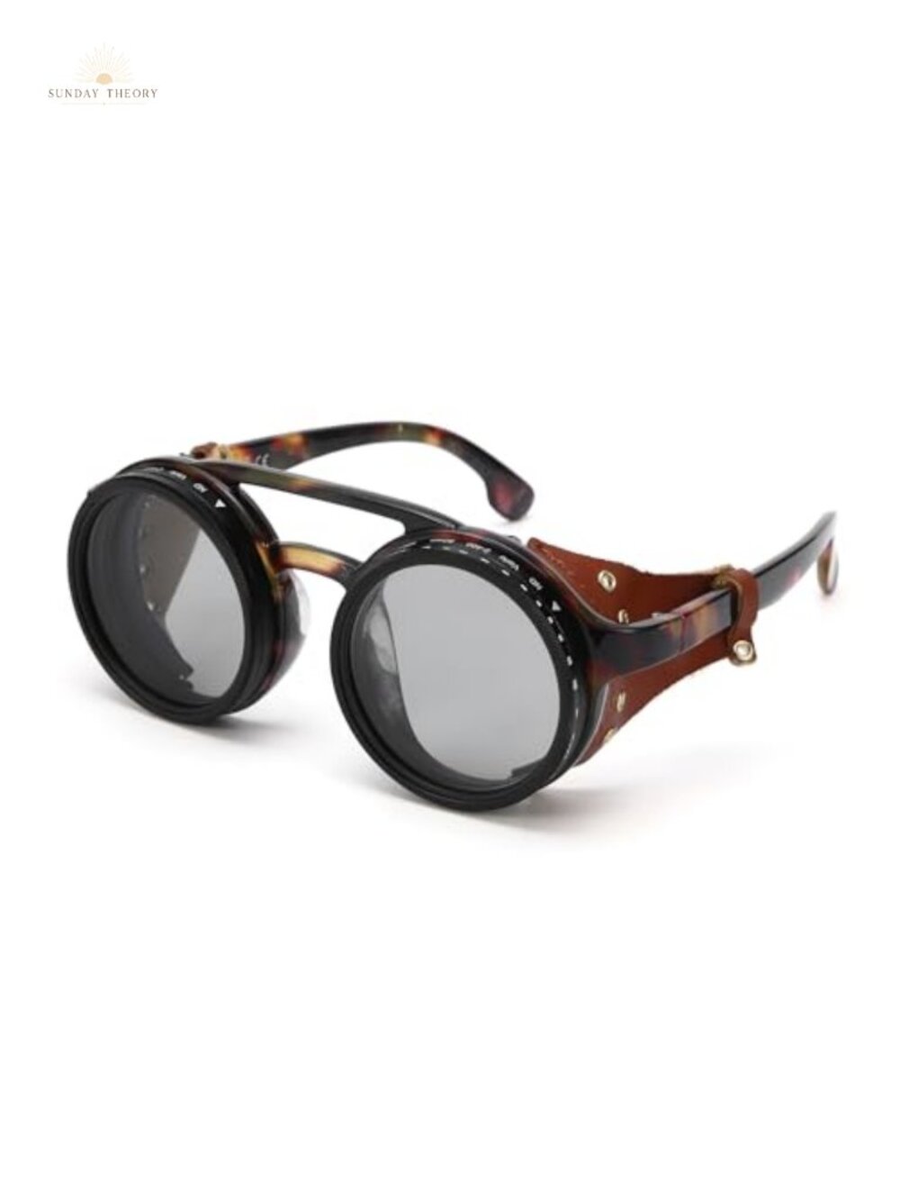 Adjustable Tint Polarized Sunglasses Retro Round Steampunk PC Frame, Detachable